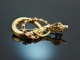 Around 1850! Biedermeier snake brooch seed pearls garnet gold 585