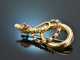 Around 1850! Biedermeier snake brooch seed pearls garnet gold 585