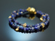 Deep Blue! Fancy Armband aus Tansanit Saphir Sodalith und Lapislazuli Silber 925 vergoldet