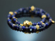 Deep Blue! Fancy Armband aus Tansanit Saphir Sodalith und Lapislazuli Silber 925 vergoldet