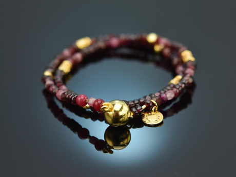 Red Velvet! Fancy bracelet made of garnet and tourmaline silver 925 gold-plated