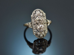Around 1920! Wonderful Art Deco ring with diamonds 750...