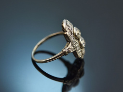 Around 1920! Wonderful Art Deco ring with diamonds 750 white gold