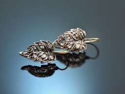 England um 1900! H&uuml;bsche Ohrringe mit Diamant Rosen Gold 375 und Silber