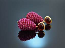 Red Velvet! Large drop earrings with pink and red agate...
