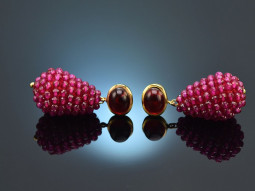 Red Velvet! Large drop earrings with pink and red agate...