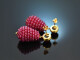 Red Velvet! Large drop earrings with pink and red agate silver 925 gold-plated