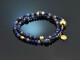 Deep Blue! Fancy bracelet made of sodalite lapis lazuli and labradorite silver 925 gold-plated