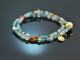 Soft Blue! Double-row fancy bracelet with aquamarine agate smoky quartz citrine silver 925 gold-plated