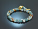 Soft Blue! Double-row fancy bracelet with aquamarine agate smoky quartz citrine silver 925 gold-plated