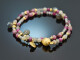 Winter Rose! Double-row fancy bracelet with labradorite ruby garnet silver 925 gold-plated