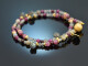 Winter Rose! Double-row fancy bracelet with labradorite ruby garnet silver 925 gold-plated