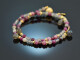 Winter Rose! Double-row fancy bracelet with labradorite ruby garnet silver 925 gold-plated