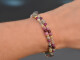 Winter Rose! Double-row fancy bracelet with labradorite ruby garnet silver 925 gold-plated