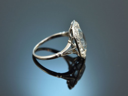 Circa 1920! Art Deco platinum ring with aquamarine and old european cut diamonds