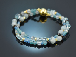 Soft Blue! Double-row fancy bracelet with aquamarine...