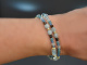 Soft Blue! Zweireihiges Fancy Armband mit Aquamarin Achat Rauchquarz Silber 925 vergoldet