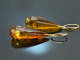 Big Amber! Large amber drop earrings silver 925 gold-plated