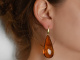 Big Amber! Large amber drop earrings gold-plated silver 925