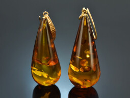 Big Amber! Large amber drop earrings gold-plated silver