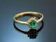 H&uuml;bscher Smaragd Ring mit Brillanten Gold 750