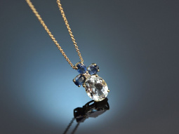 Delicate necklace with sapphires and aquamarine 750 gold