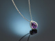 Beautiful drop necklace with amethyst and diamonds 750 white gold