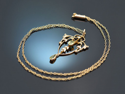 England around 1900! Art Nouveau pendant with chain...