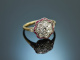 Around 1930! Beautiful Art Deco ring with diamonds and rubies gold 585