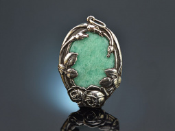 Around 1930! Large pendant with amazonite silver 800