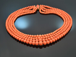 Italy around 1960!  Four-row Sardegna coral chain clasp...