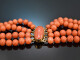 Italy around 1960!  Four-row Sardegna coral chain clasp silver-gilt