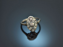 Around 1920! Beautiful Art Deco ring with old-cut diamonds white gold 585