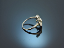 Around 1920! Beautiful Art Deco ring with old-cut diamonds white gold 585