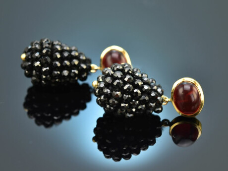 Sparkling blackberries! Drop earrings with spinel and agate sterling silver 925 gold-plated