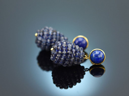 Ocean Blue! Drop earrings with iolite and lapis lazuli silver 925 gold-plated