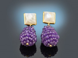 Lavender Blossom! Drop earrings with amethyst and...