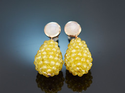 Sunny Day! Drop earrings yellow zircon moonstone silver...