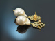 Coral reef! Chic earrings baroque cultured pearls black enamel silver 925