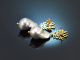 Korallen Riff! Schicke Ohrringe barocke Zuchtperlen schwarzes Emaille Silber 925