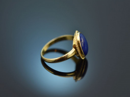 England around 1985! Classic lapis lazuli ring 750 gold