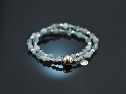 Spring Water! Fancy bracelet with aquamarine angelite agate silver 925