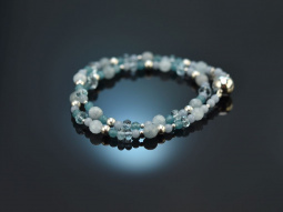 Spring Water! Fancy bracelet with aquamarine angelite agate silver 925