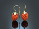 From our workshop! Very large coral strawberry earrings gold 585