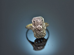 Around 1920! Art Deco ring with diamond gold 585 and silver