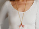 Boho style! Large coral branch pendant with long silver 925 gold-plated chain