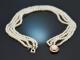 Around 1990! Fine cultured pearl choker necklace angel skin coral diamonds white gold 750