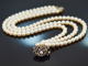 Around 1890 and 1980! Finest pearl necklace with old european cut diamonds gold 750