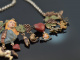 Viennese bronze around 1910! Rare painted necklace with silver chain 835