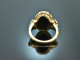 Um 1970! Imposanter Wappen Siegel Ring mit graviertem Lagenachat Gold 585